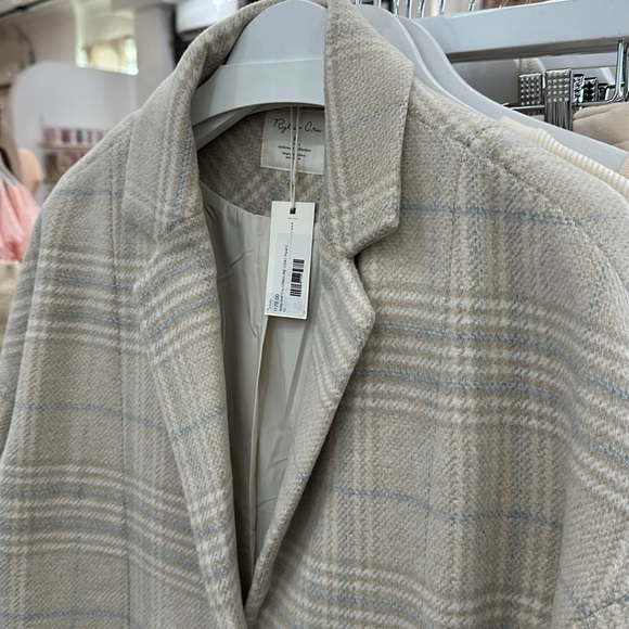 NEW Rylee + Cru Plaid Wool long coat - Picture 4 of 6